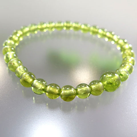 Peridot Bracelet, 6mm Beads, Matching Set