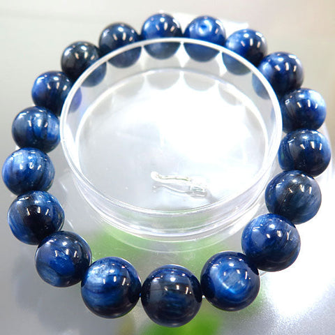 Highest-quality kyanite 12mm beads bracelet, straight