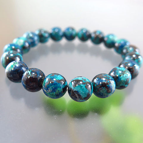 Chrysocolla 10mm bead bracelet, straight, limited edition