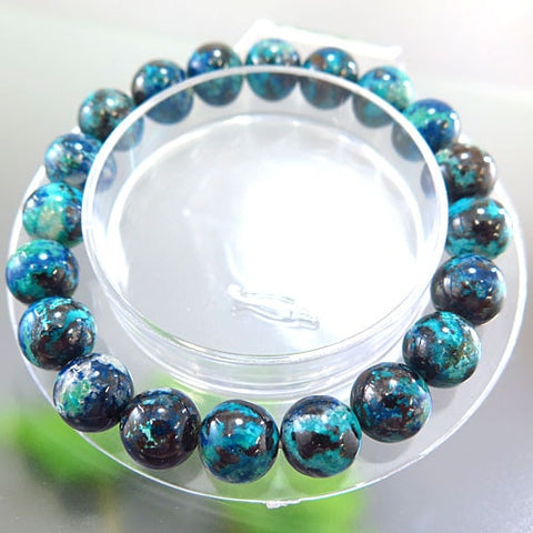 Chrysocolla 10mm bead bracelet, straight, limited edition