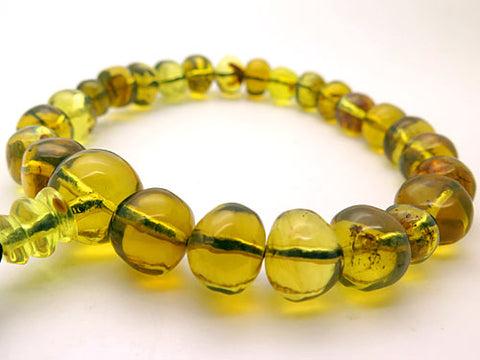 Dominican Blue Amber 23-bead bracelet, matching set, limited edition