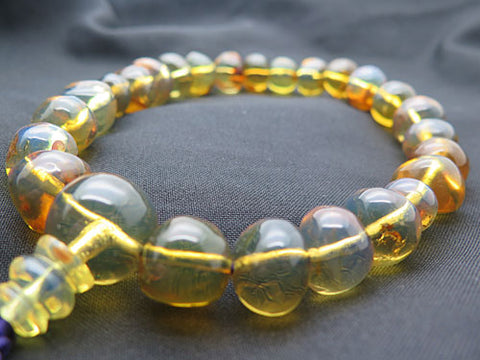 Dominican Blue Amber 23-bead bracelet, matching set, limited edition