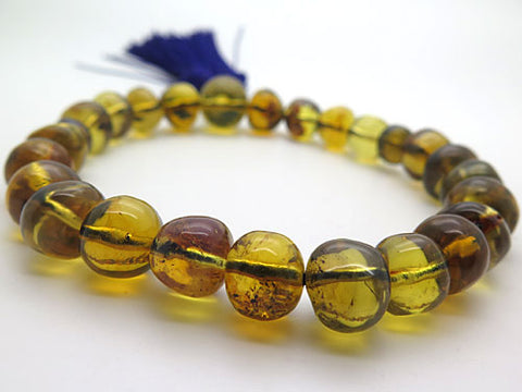 Dominican Blue Amber 23-bead bracelet, matching set, limited edition