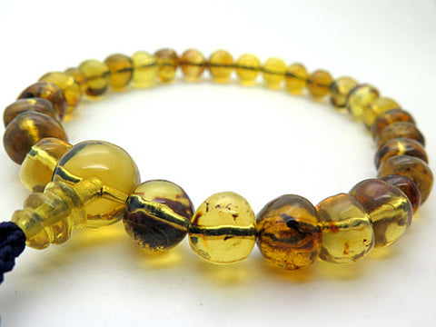 Dominican Blue Amber 27-bead bracelet, matching set