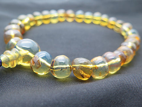 Dominican Blue Amber 27-bead bracelet, matching set