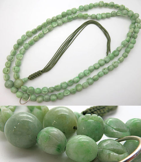 Men's Prayer Beads, Amazon Jade, Mokugyo Carving, Soto Sect
