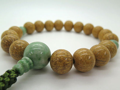 Men's prayer beads, Indian bodhi seed, Dushan jade finish