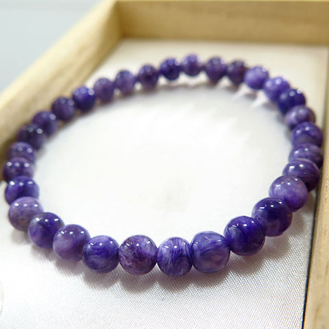 Charoite 6mm bead bracelet, straight, limited edition