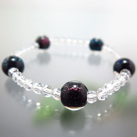 Tonbo-dama glass bead and crystal bracelet, premium cut