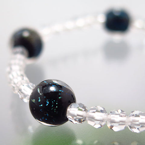 Tonbo-dama glass bead and crystal bracelet, premium cut