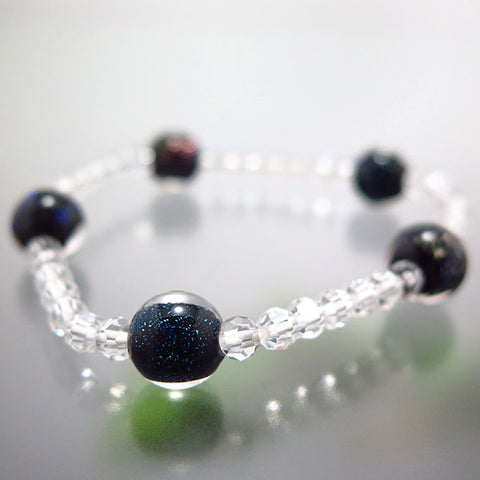 Tonbo-dama glass bead and crystal bracelet, premium cut