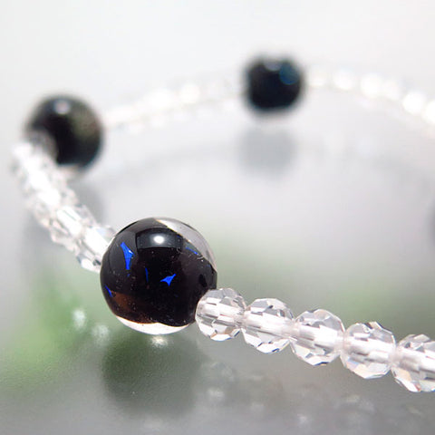 Tonbo-dama glass bead and crystal bracelet, premium cut