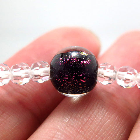 Tonbo-dama glass bead and crystal bracelet, premium cut