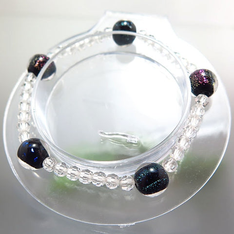 Tonbo-dama glass bead and crystal bracelet, premium cut