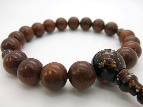 Men's prayer beads, amber wood, mother-of-pearl amber