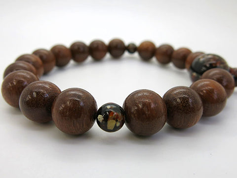 Men's prayer beads, amber wood, mother-of-pearl amber