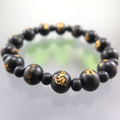 Ebony Thirteen Buddhas bracelet, matching set