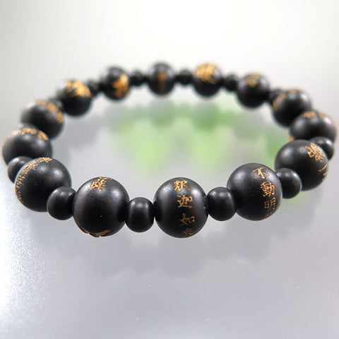 Ebony Thirteen Buddhas bracelet, matching set