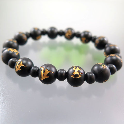 Ebony Thirteen Buddhas bracelet, matching set