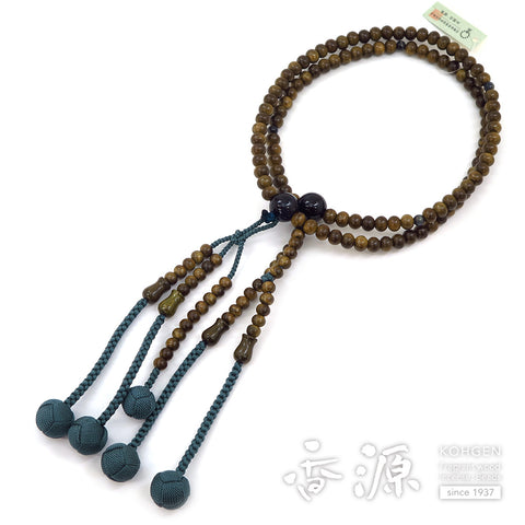 Men's Prayer Beads, Green Sandalwood, Nichiren Sect