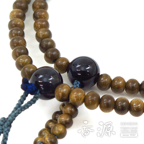Men's Prayer Beads, Green Sandalwood, Nichiren Sect