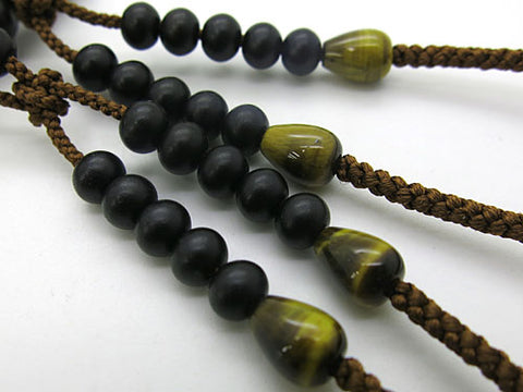 Men's Prayer Beads, Ebony, Shingon Sect, Tiger's Eye Finish