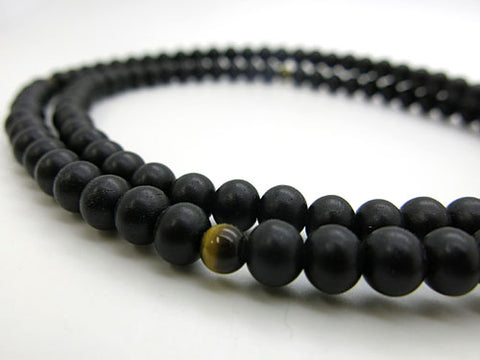 Men's Prayer Beads, Ebony, Shingon Sect, Tiger's Eye Finish
