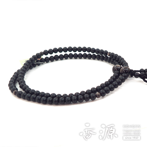 Men's Prayer Beads, Matte Ebony, Shaku-Ni, Shingon Sect, Obsidian Finish
