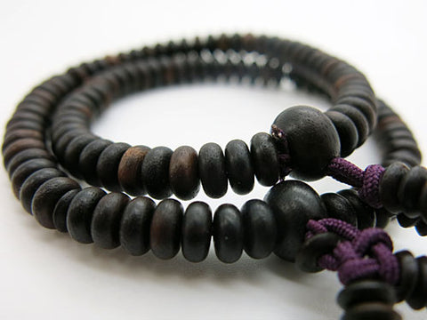 Ebony 108-bead bracelet, Shingon sect style, matching set