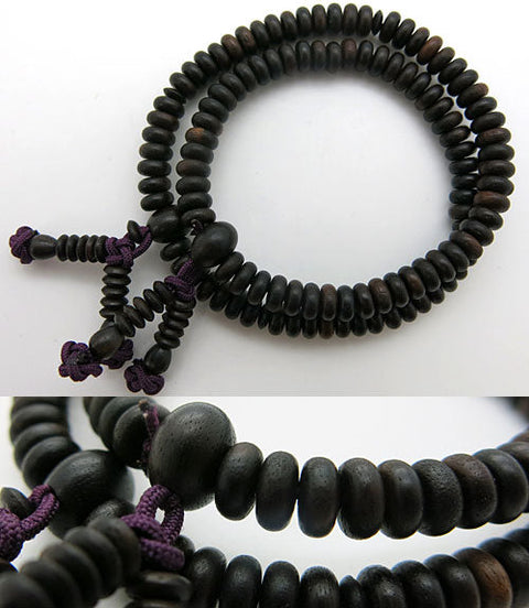 Ebony 108-bead bracelet, Shingon sect style, matching set
