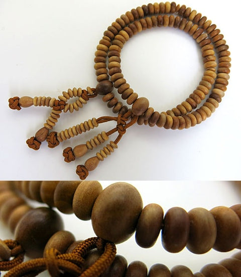 Nichiren sect formal bracelet, Indian Mysore sandalwood, tea-colored thread