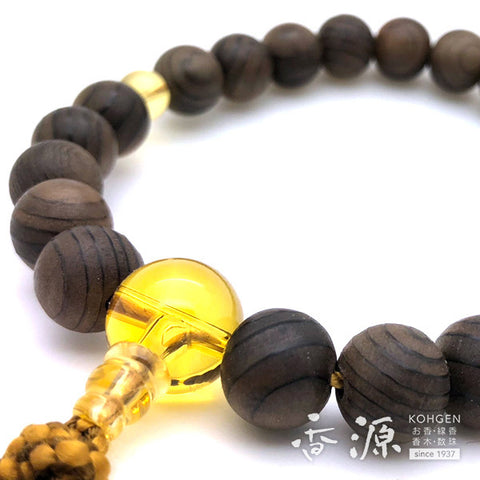 Men's prayer beads, Jindai cedar, citrine finish