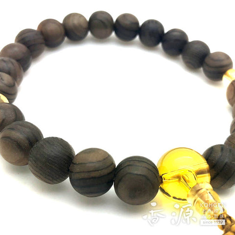 Men's prayer beads, Jindai cedar, citrine finish