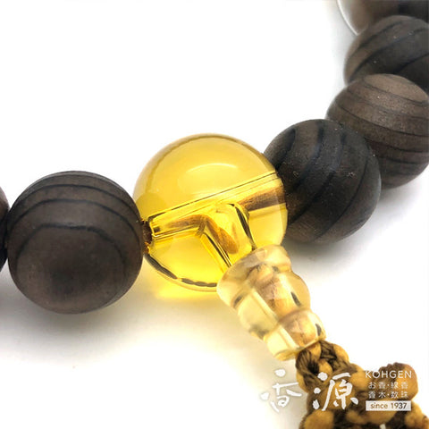 Men's prayer beads, Jindai cedar, citrine finish