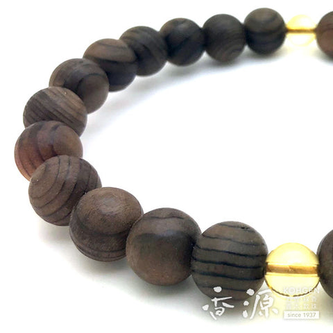 Men's prayer beads, Jindai cedar, citrine finish