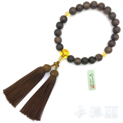Men's prayer beads, Jindai cedar, citrine finish