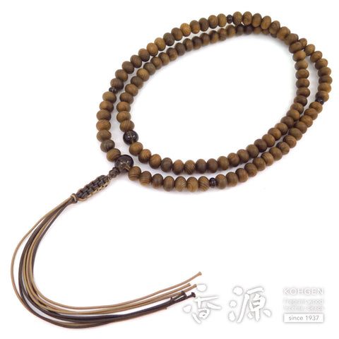 Men's prayer beads, Jindai cedar, 13.5cm, Rinzai sect, mandarin beads, brown quartz finish