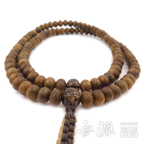 Men's prayer beads, Jindai cedar, 13.5cm, Rinzai sect, mandarin beads, brown quartz finish
