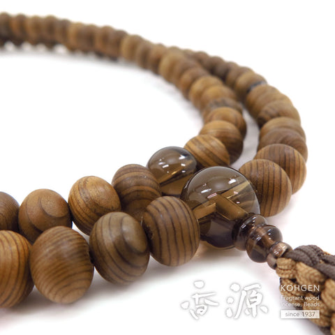 Men's prayer beads, Jindai cedar, 13.5cm, Rinzai sect, mandarin beads, brown quartz finish