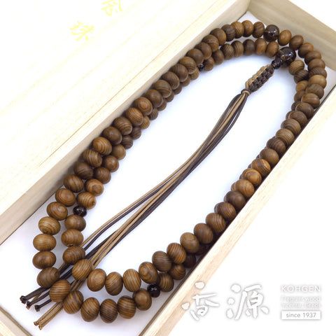 Men's prayer beads, Jindai cedar, 13.5cm, Rinzai sect, mandarin beads, brown quartz finish