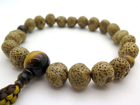 Men's prayer beads, Starry Moon bodhi seed, raw form, tiger's eye