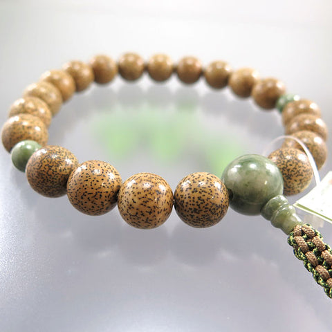 Men's Prayer Beads, Starry Moon Bodhi Seed, 20 Beads, Dushan Jade Finish, String Tassel