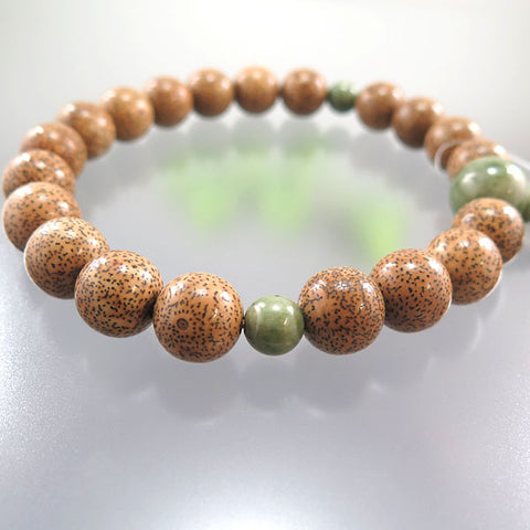 Men's Prayer Beads, Starry Moon Bodhi Seed, 20 Beads, Dushan Jade Finish, String Tassel