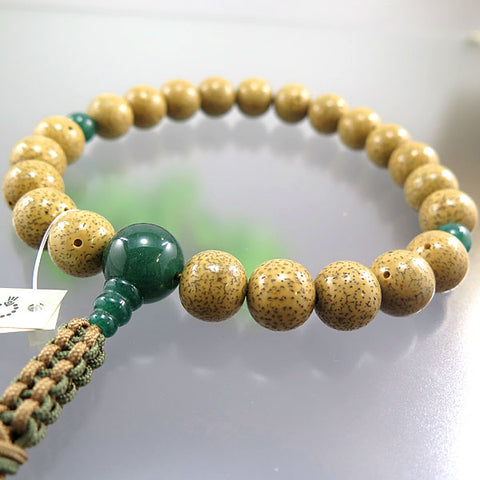 Men's Prayer Beads, Starry Moon Bodhi Seed, 22 Beads, Indian Jade Finish, String Tassel