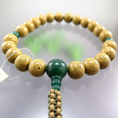 Men's Prayer Beads, Starry Moon Bodhi Seed, 22 Beads, Indian Jade Finish, String Tassel
