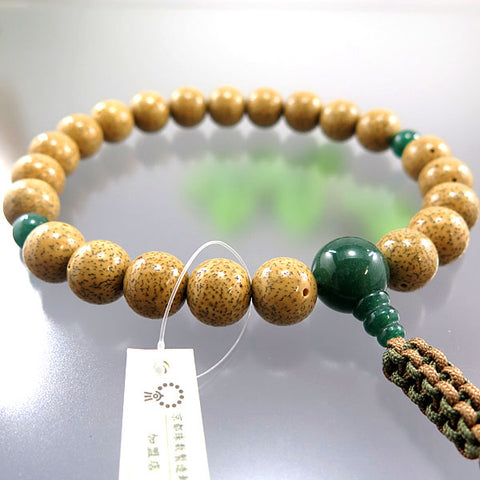Men's Prayer Beads, Starry Moon Bodhi Seed, 22 Beads, Indian Jade Finish, String Tassel