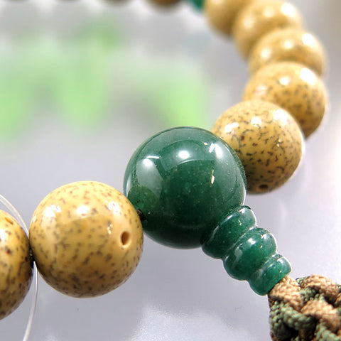 Men's Prayer Beads, Starry Moon Bodhi Seed, 22 Beads, Indian Jade Finish, String Tassel