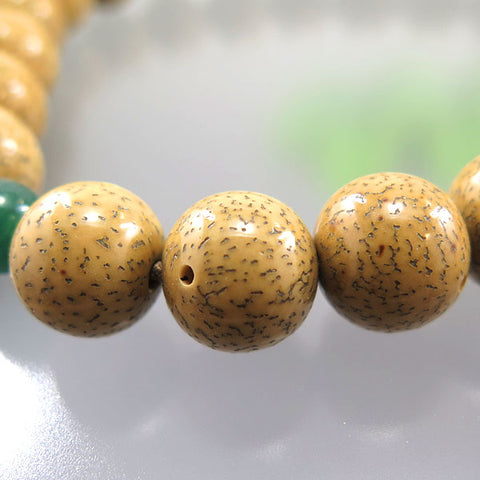 Men's Prayer Beads, Starry Moon Bodhi Seed, 22 Beads, Indian Jade Finish, String Tassel