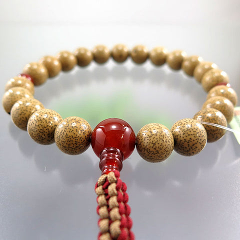 Men's Prayer Beads, Starry Moon Bodhi Seed, 22 Beads, Agate Finish, String Tassel