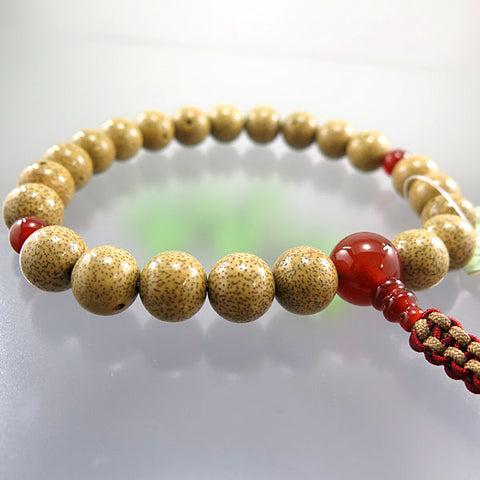 Men's Prayer Beads, Starry Moon Bodhi Seed, 22 Beads, Agate Finish, String Tassel